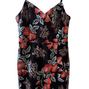 GUESS Est. 1981 Floral Embroidered Black Dress Size 4 Bodycon Hi-low Sexy Dress